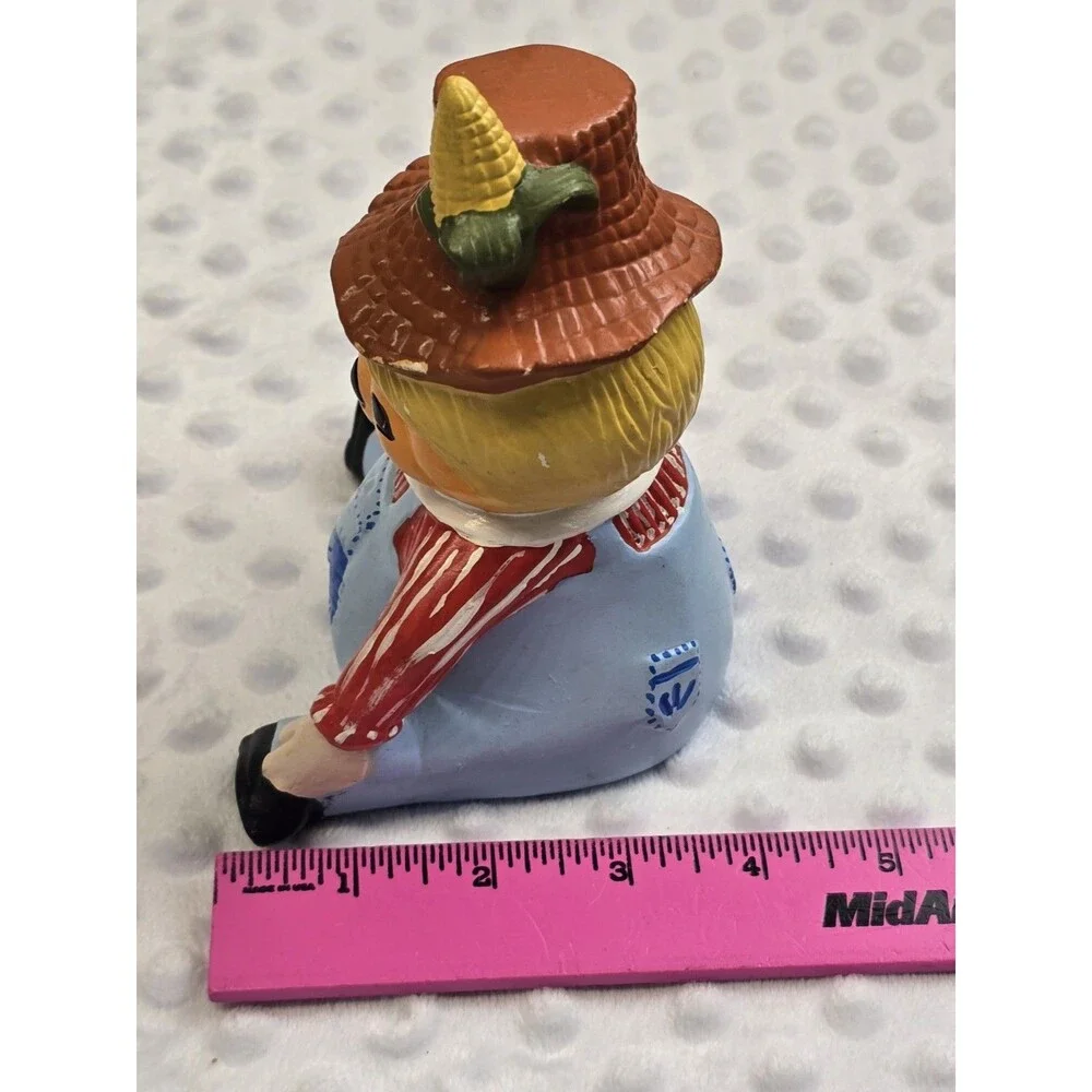Vintage Halloween Scarecrow Figurine Pumpkin Face Ceramic Painted Mold 80s Decor